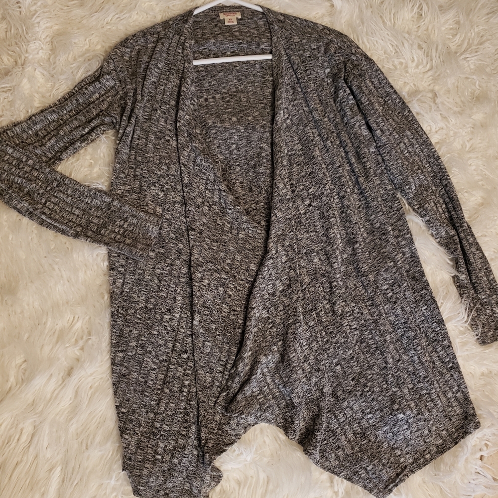 Grey open front sweater